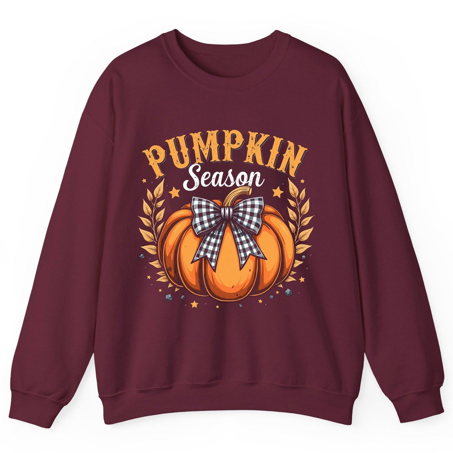 Pumpkin Season fall Sweatshirt Maroon product mockup