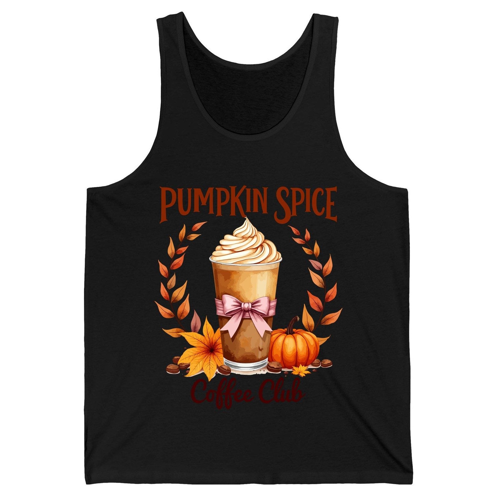 Pumpkin Spice Coffee Club pumpkin spice latte Tank Top Black product mockup