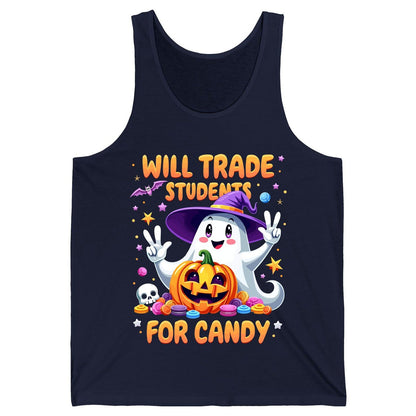 Will Trade Students for Candy teacher Halloween Tank Top Navy product mockup