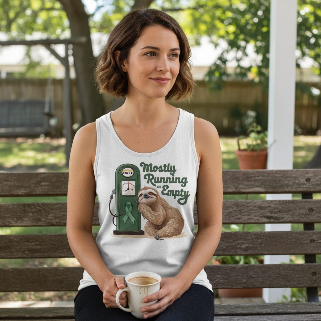 Mostly Running on Empty sloth Tank Top White lifestyle mockup