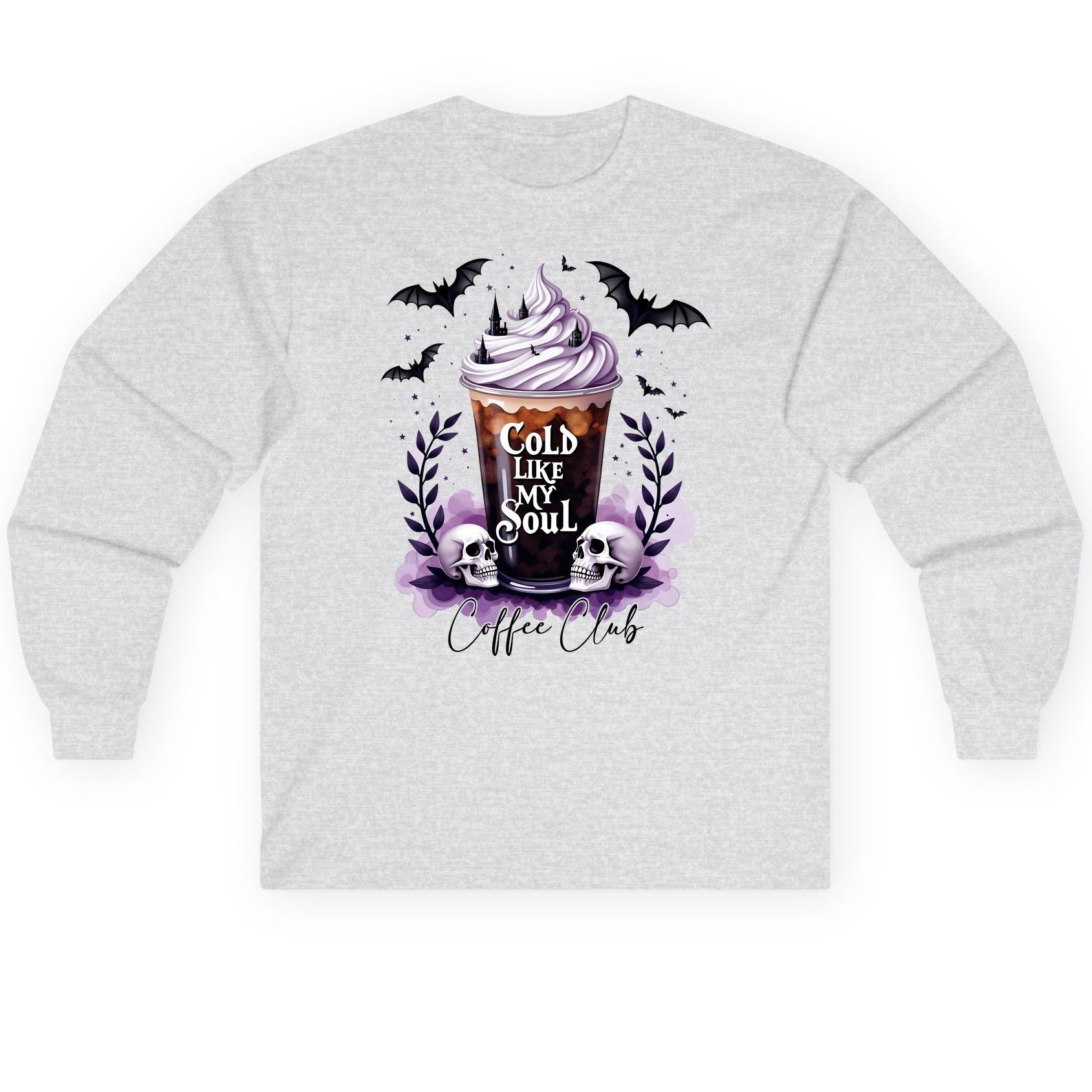 Cold Like My Soul gothic iced coffee Long Sleeve Tee Ash product mockup