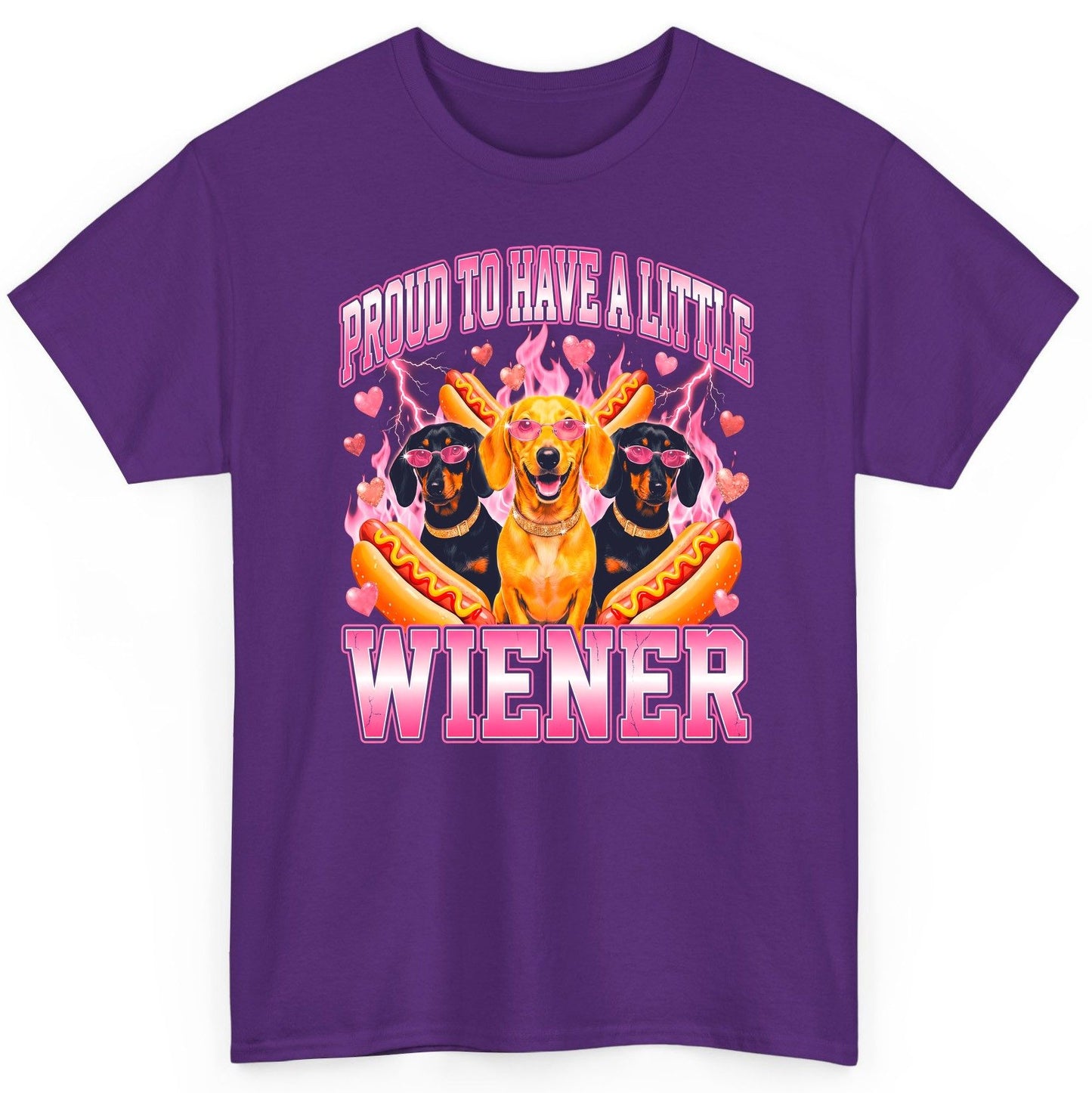 Proud to Have a Little Wiener dachshund T-Shirt Purple product mockup