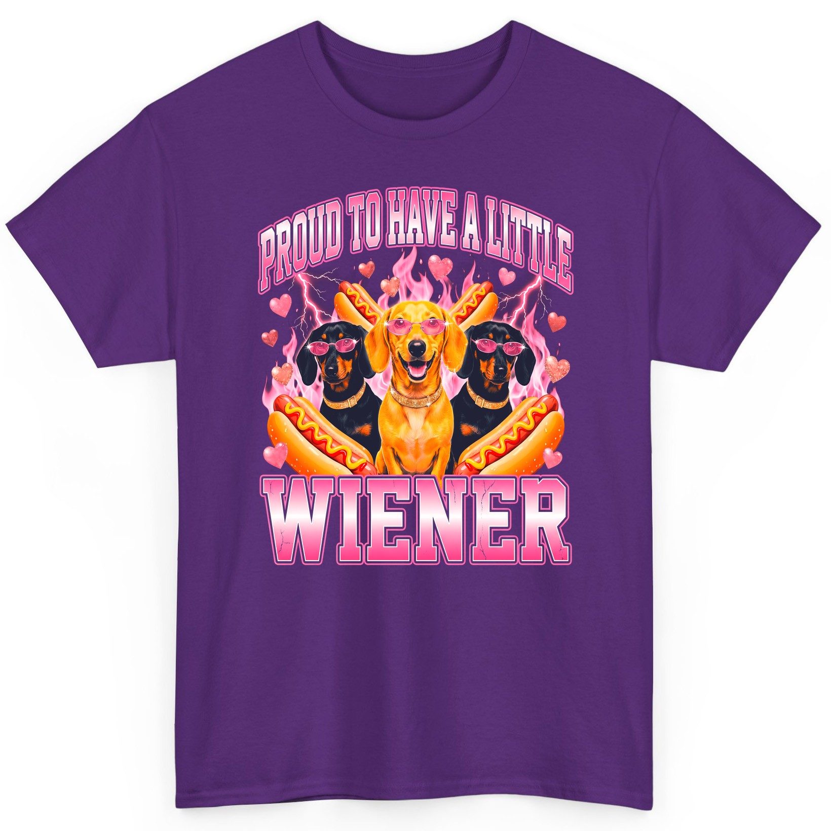 Proud to Have a Little Wiener dachshund T-Shirt Purple product mockup