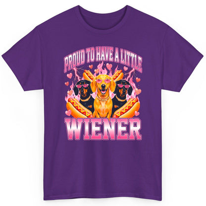 Proud to Have a Little Wiener dachshund T-Shirt Purple product mockup