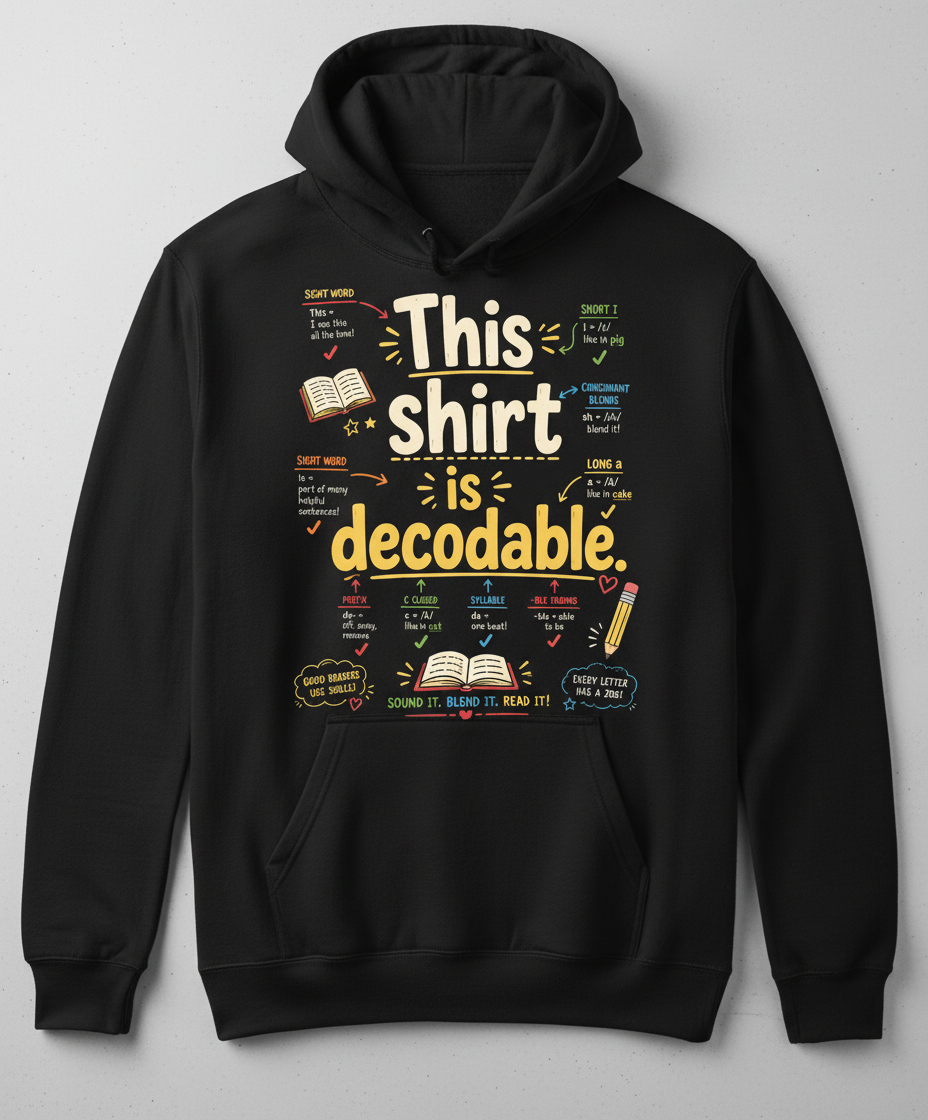 This Shirt Is Decodable Phonics Teacher Hoodie - Black