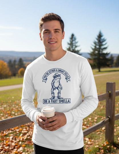 You're Either a Smart Fella or a Fart Smella cowboy frog Long Sleeve Tee White lifestyle mockup
