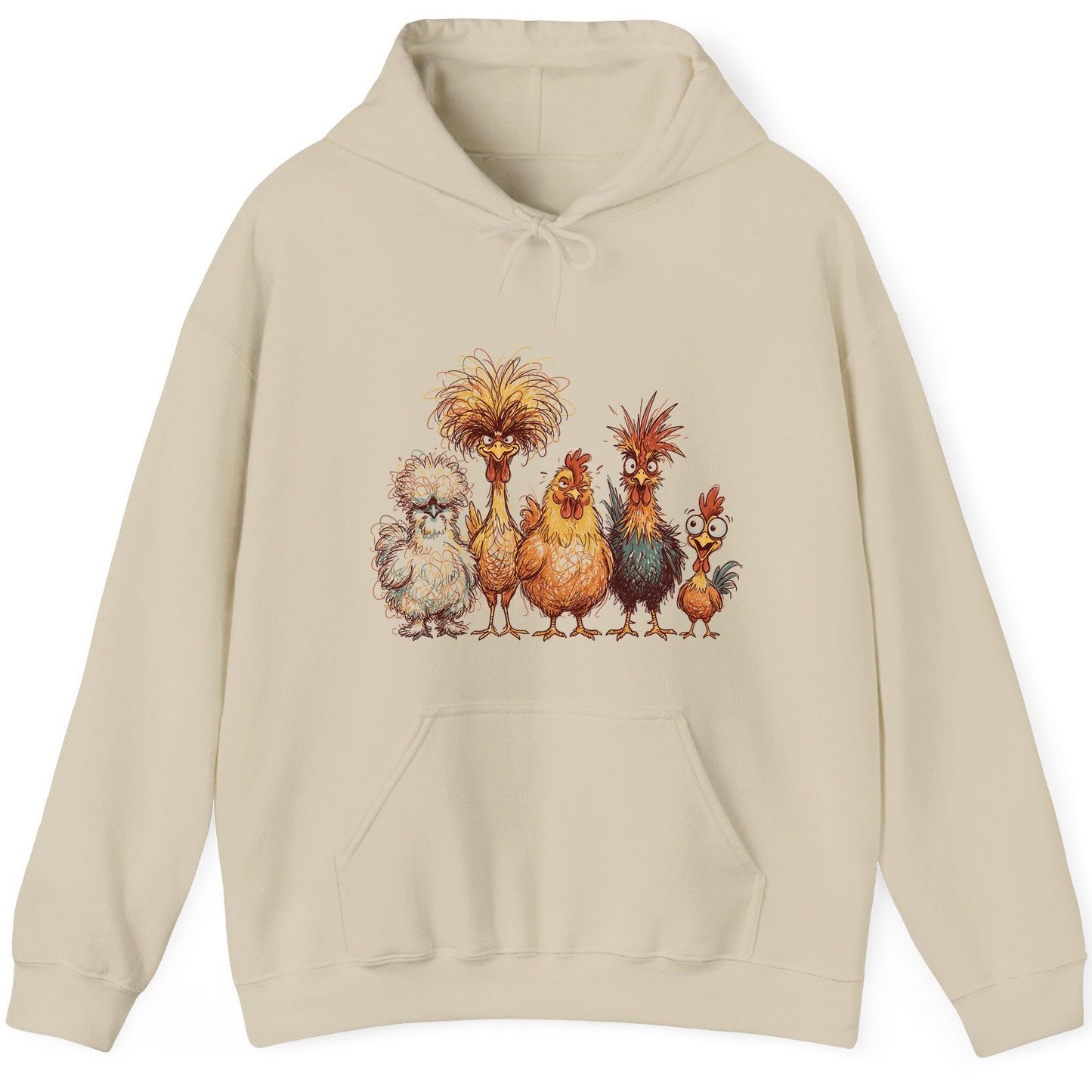 Funny Scribble Art Chickens chickens Hoodie Sand product mockup