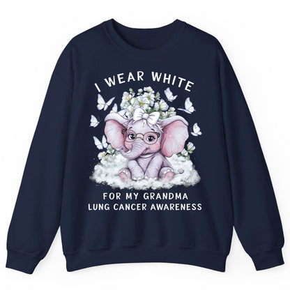 I Wear White for My Grandma Lung Cancer Awareness lung cancer awareness Sweatshirt Navy product mockup