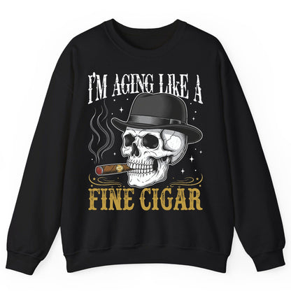 I'm Aging Like a Fine Cigar smoking skull Sweatshirt Black product mockup