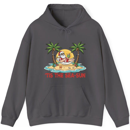 'Tis the Sea-Sun santa claus on a tropical vacation Hoodie Charcoal product mockup