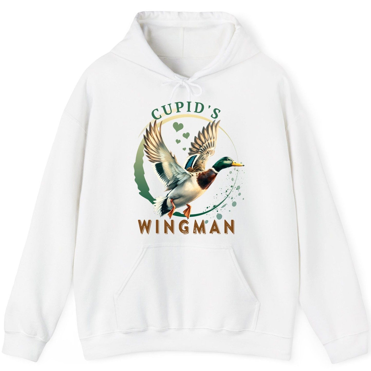 Cupid's Wingman mallard duck Hoodie White product mockup