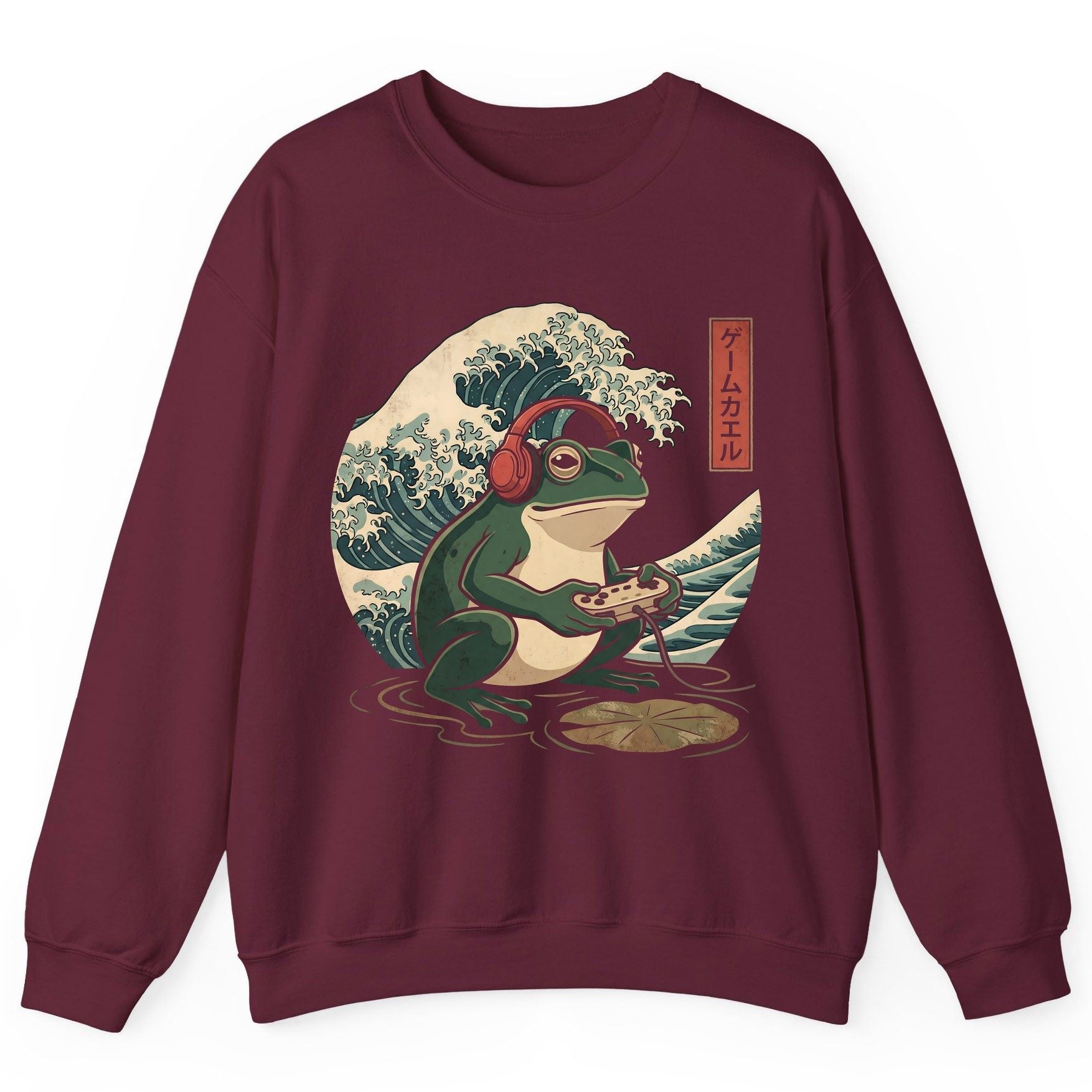 ゲームカエル gamer frog Sweatshirt Maroon product mockup