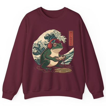 ゲームカエル gamer frog Sweatshirt Maroon product mockup
