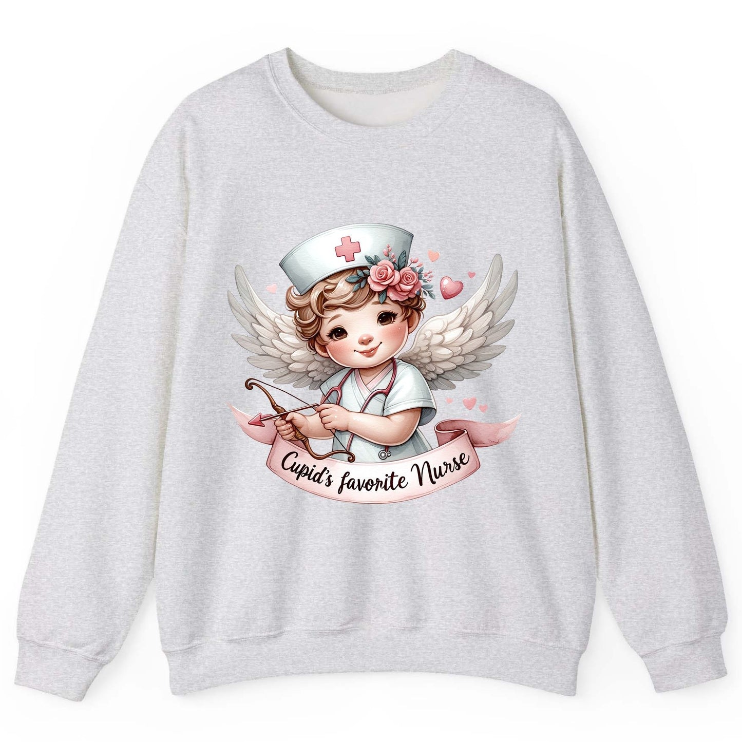 Cupid's Favorite Nurse cupid nurse Sweatshirt Ash product mockup