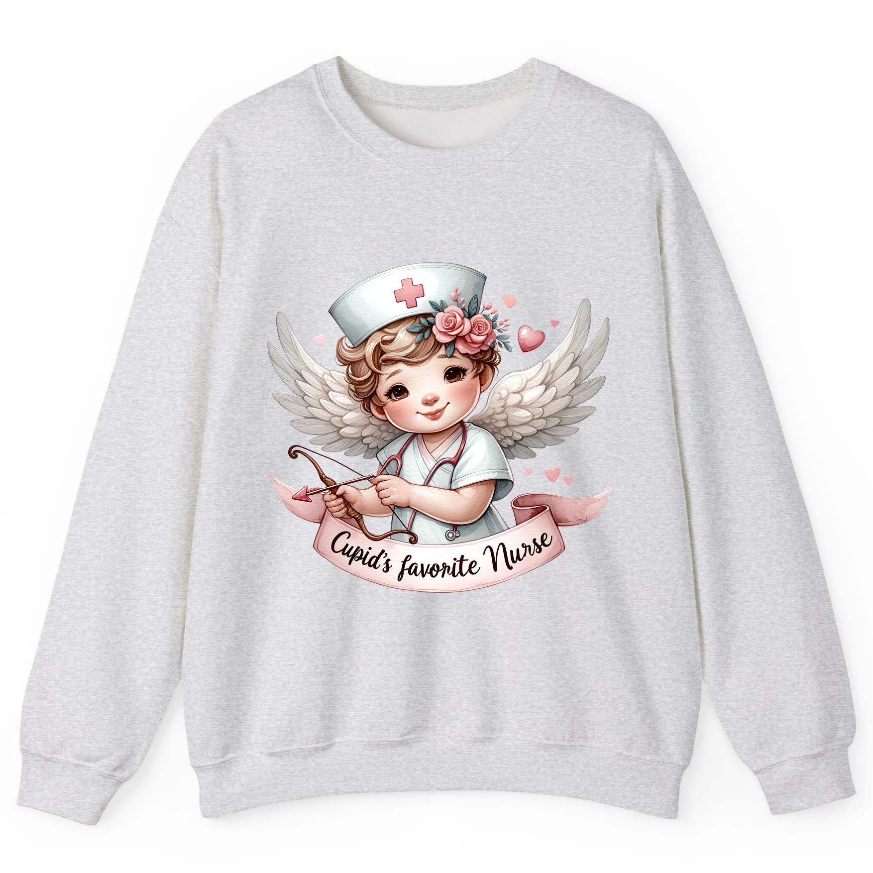 Cupid's Favorite Nurse cupid nurse Sweatshirt Ash product mockup