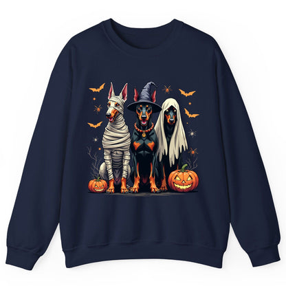 Halloween Doberman Trio doberman pinscher Sweatshirt Navy product mockup