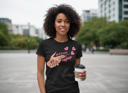 Not Today Cupid anti-Valentine's Day T-Shirt Black lifestyle mockup