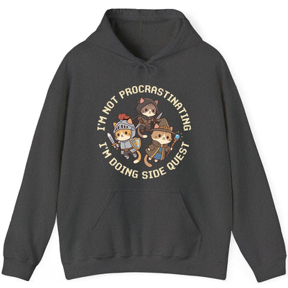 I'm Not Procrastinating I'm Doing Side Quest rpg cats Hoodie Dark Heather product mockup
