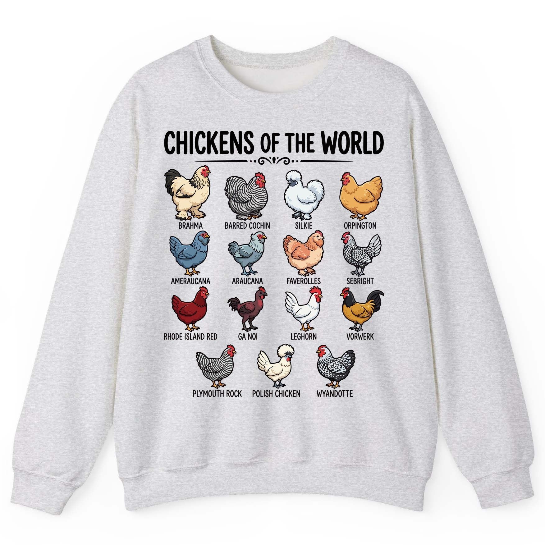 Breeds of the World, Brahma, Barred Cochin, Silkie, Orpington, Ameraucana, Araucana, Faverolles, Sebright, Rhode Island Red,