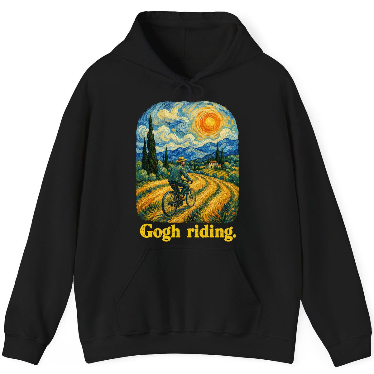 Gogh Riding van gogh parody Hoodie Black product mockup