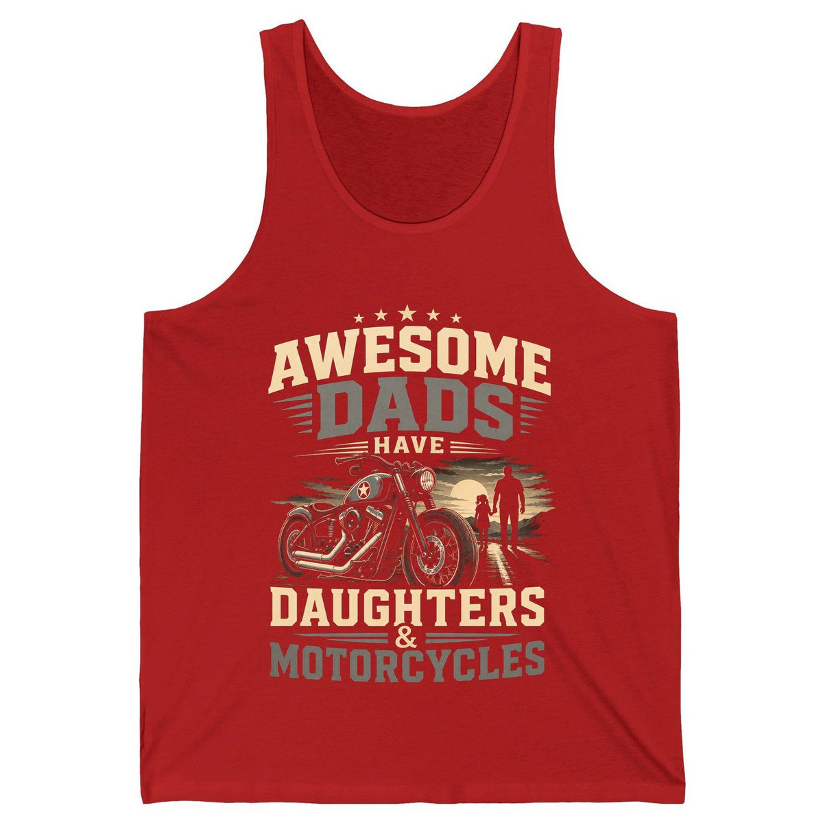 Awesome Dads Have Daughters & Motorcycles biker dad Tank Top Red product mockup