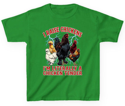 I Raise Chickens I'm Literally a Chicken Tender chickens Youth T-Shirt Irish Green product mockup
