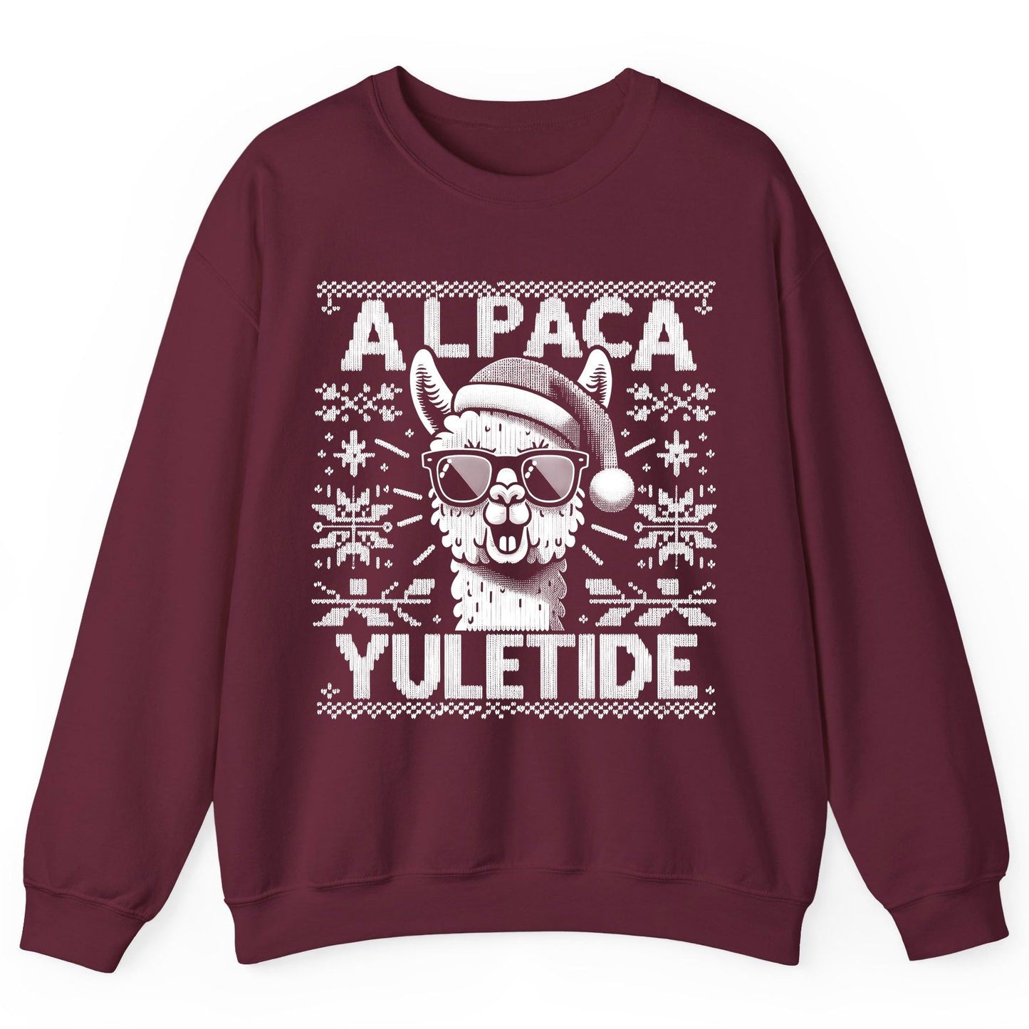 ALPACA Yuletide Funny Lovers Sweatshirt - product mockup - Maroon