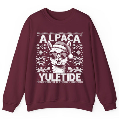 ALPACA Yuletide Funny Lovers Sweatshirt - product mockup - Maroon
