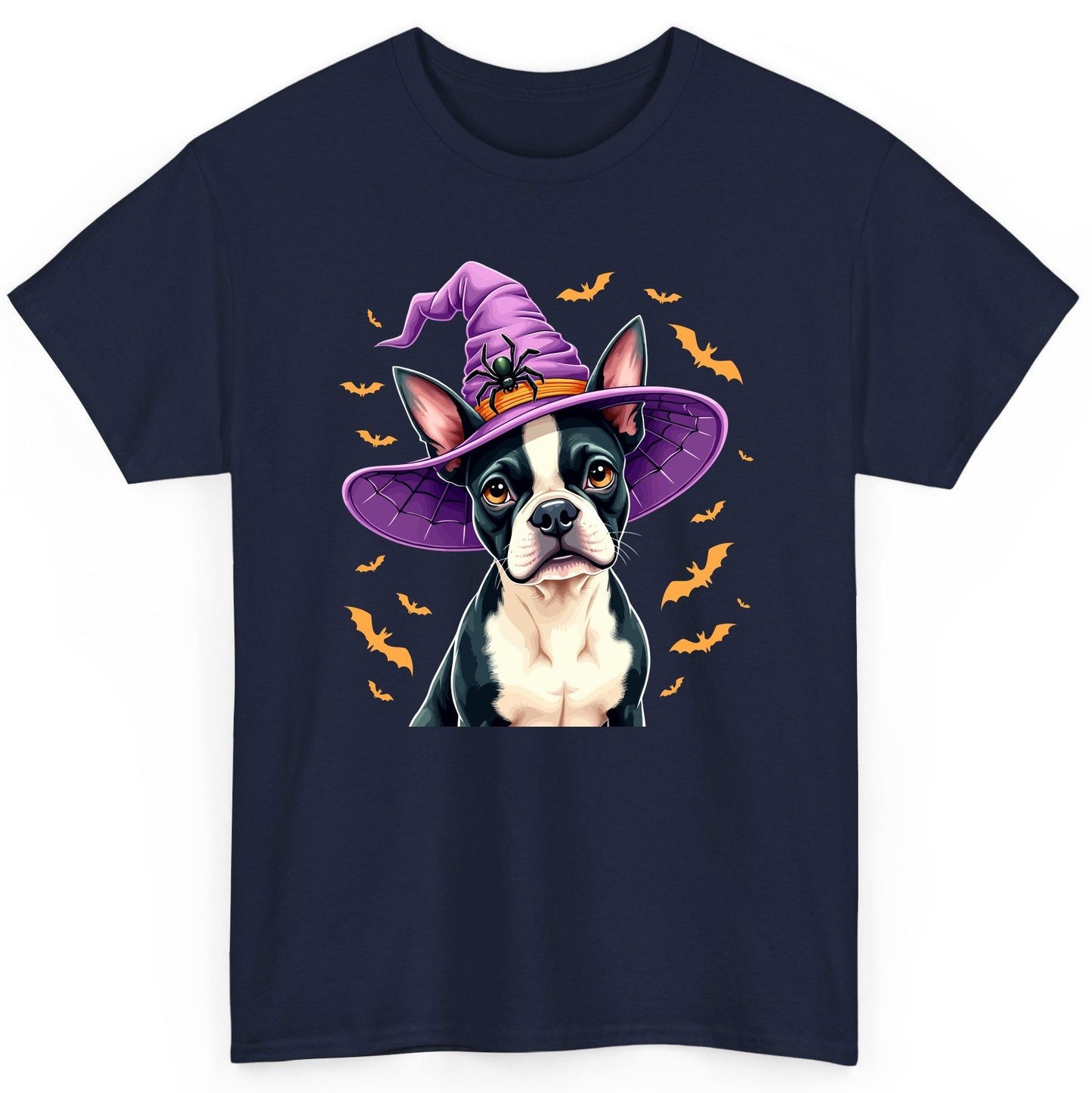Halloween Boston Terrier Witch boston terrier T-Shirt Navy product mockup