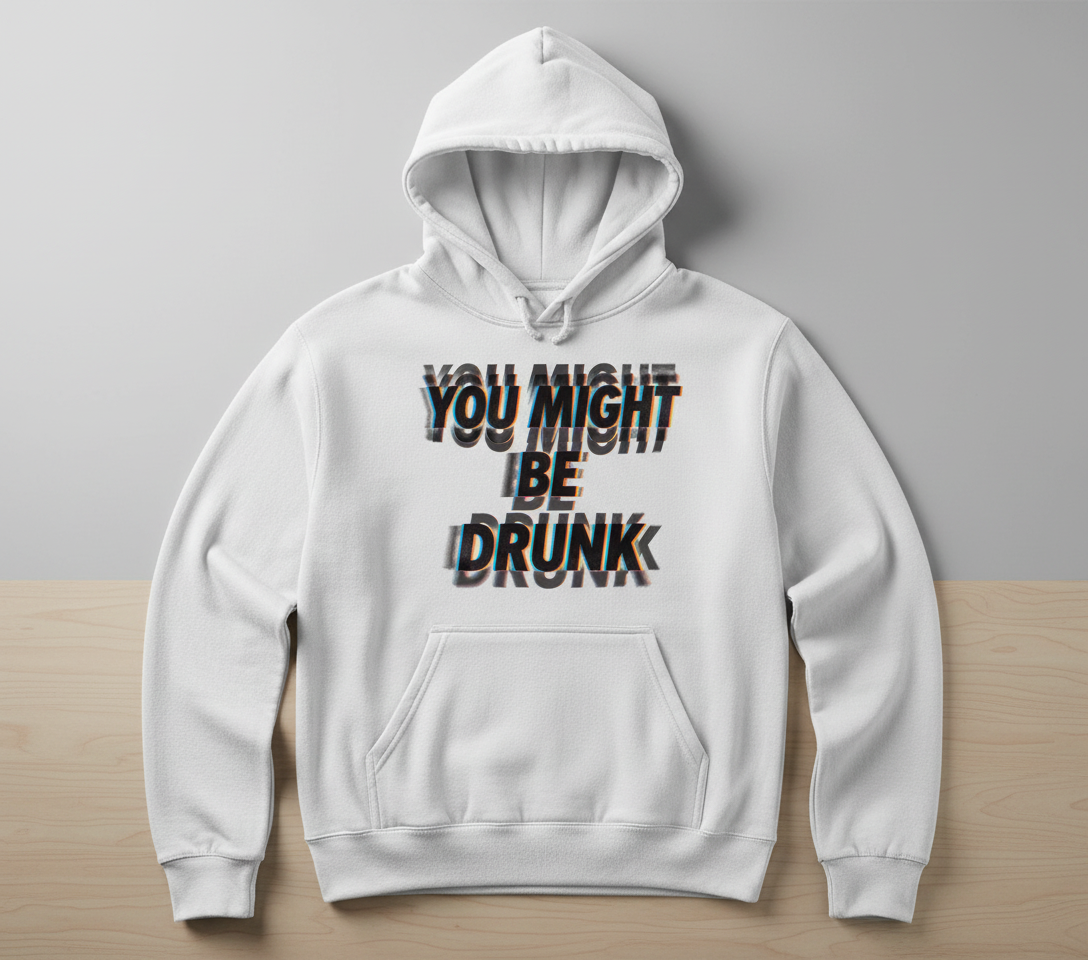 You Might Be Drunk Funny Glitch Text Design Hoodie - White