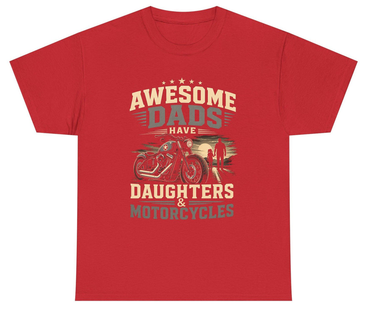 Awesome Dads Have Daughters & Motorcycles biker dad Youth T-Shirt Red product mockup
