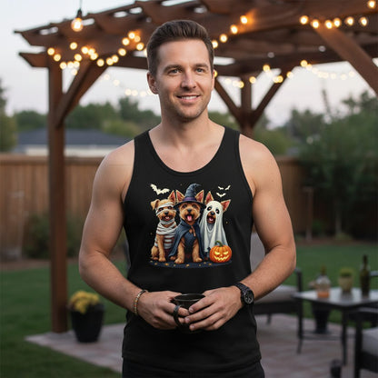 Cute Dogs Halloween Costumes dogs in Halloween costumes Tank Top Black lifestyle mockup