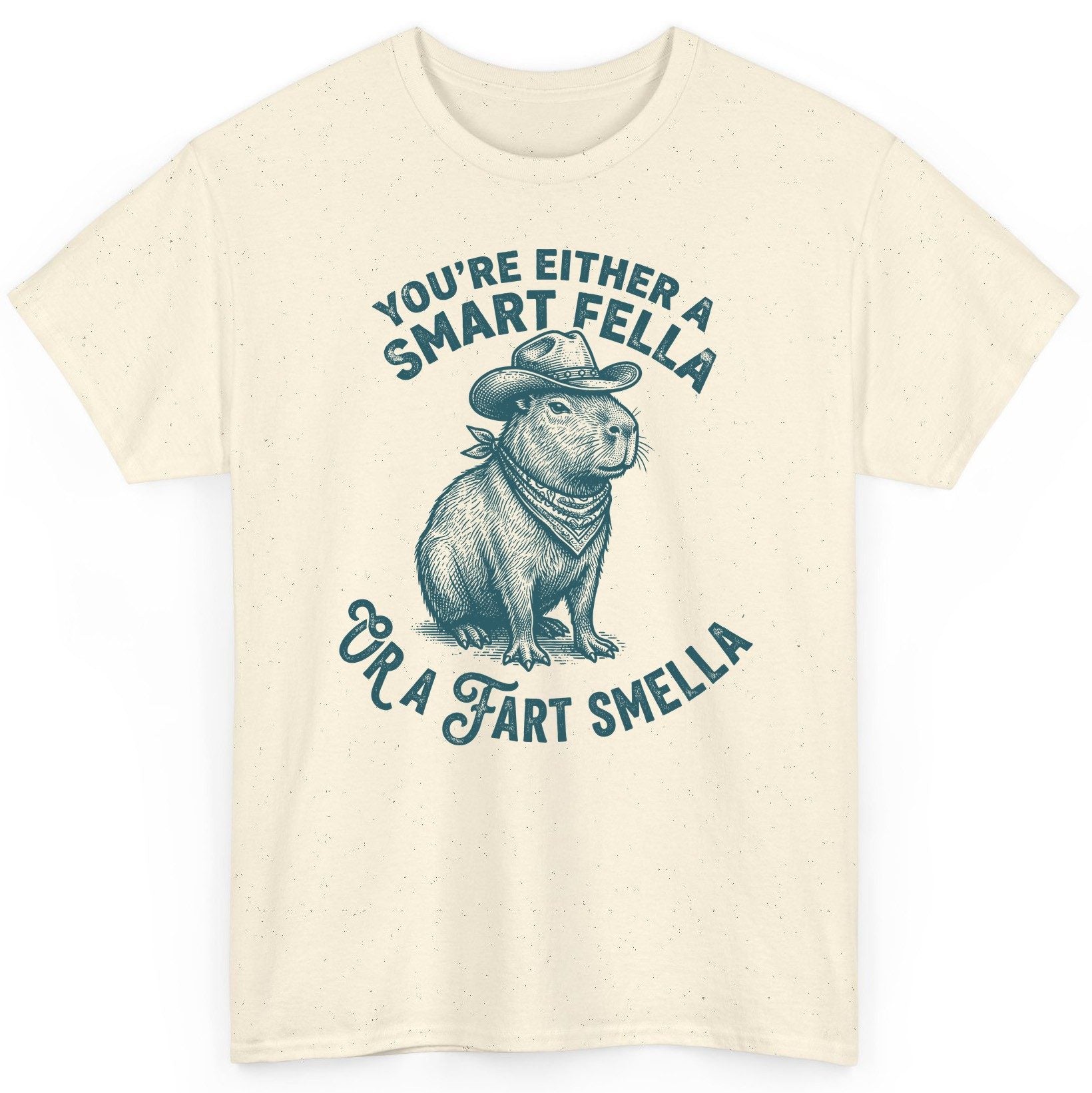 You're Either a Smart Fella or a Fart Smella capybara T-Shirt Natural product mockup