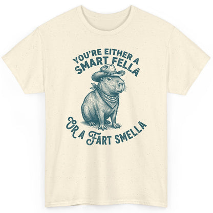 You're Either a Smart Fella or a Fart Smella capybara T-Shirt Natural product mockup
