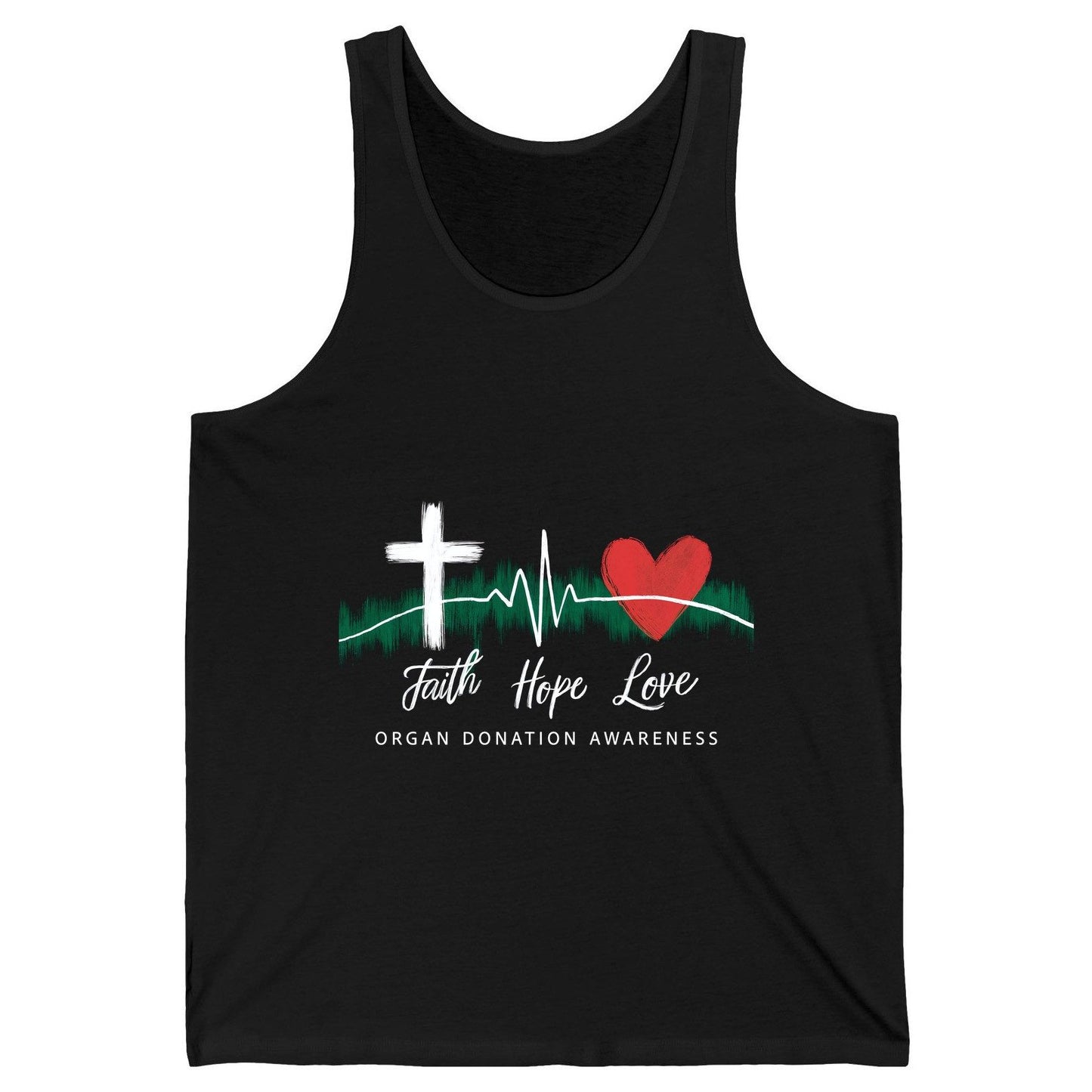 Faith Hope Love Organ Donation Awareness organ donation awareness Tank Top Black product mockup