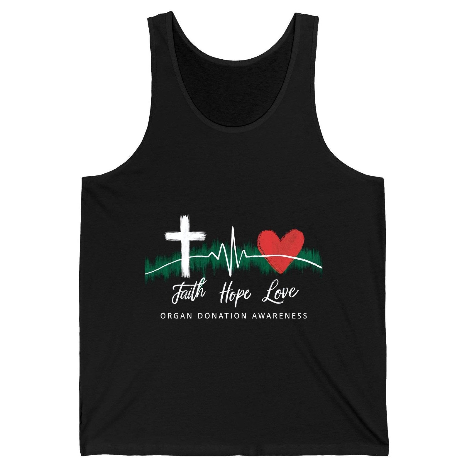 Faith Hope Love Organ Donation Awareness organ donation awareness Tank Top Black product mockup