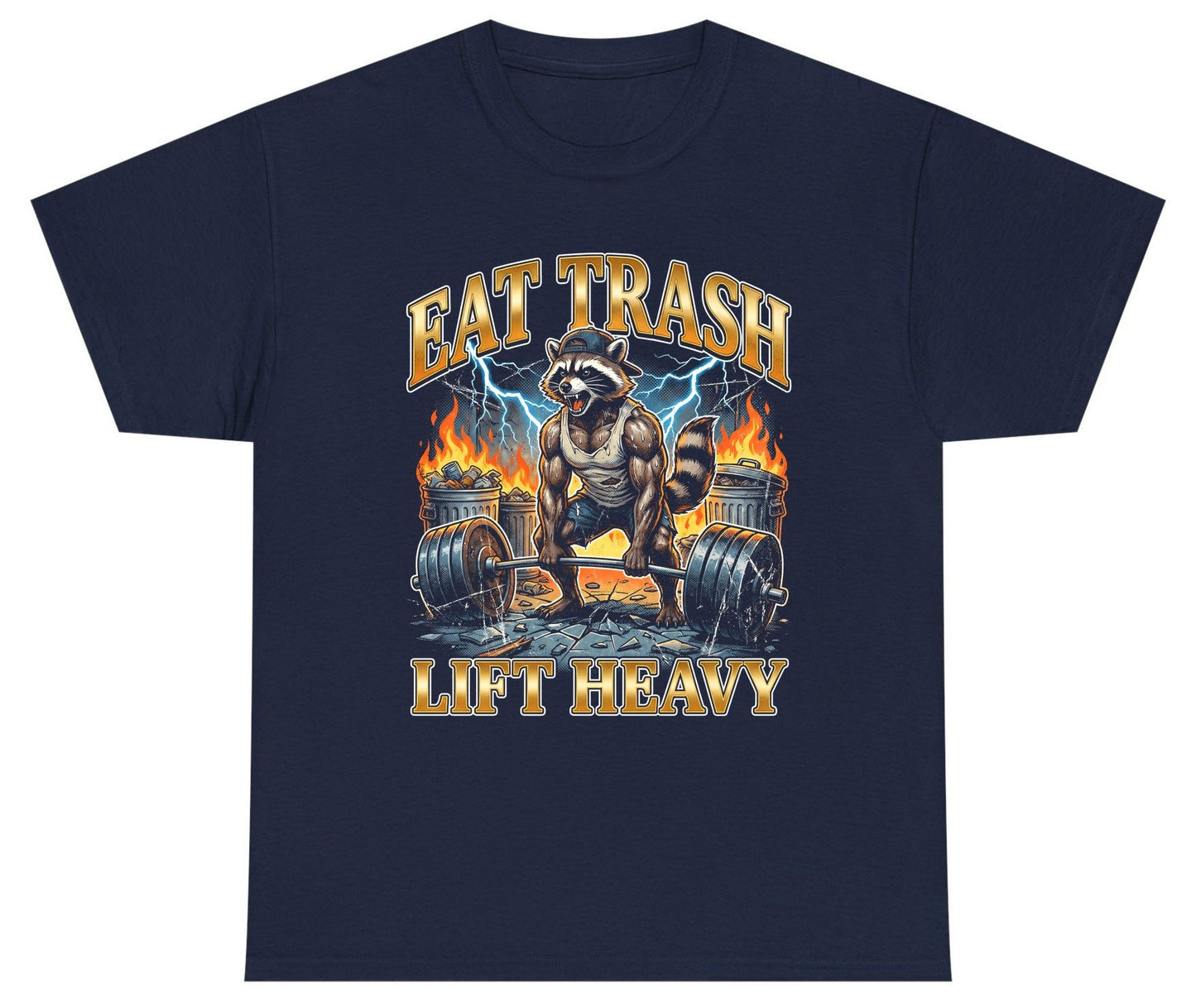 Eat Trash Lift Heavy raccoon Youth T-Shirt Navy product mockup
