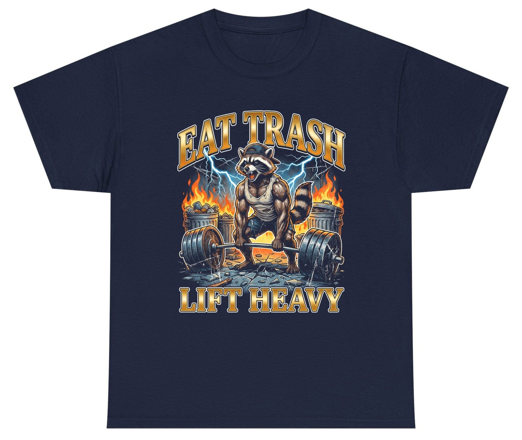 Eat Trash Lift Heavy raccoon Youth T-Shirt Navy product mockup