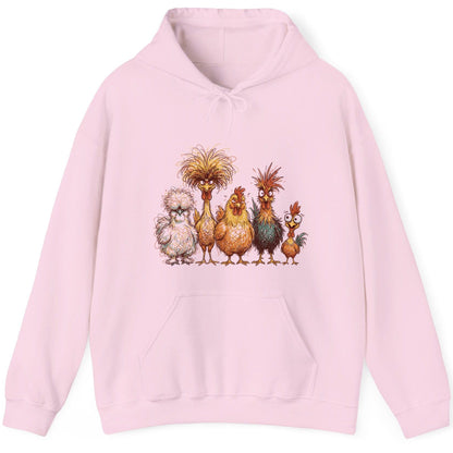 Funny Scribble Art Chickens chickens Hoodie Light Pink product mockup