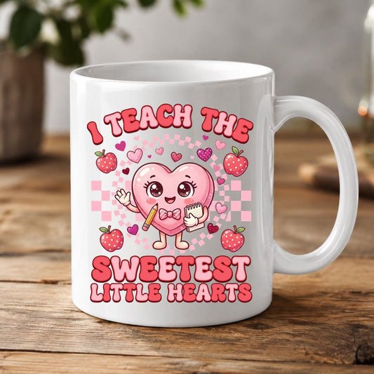I Teach the Sweetest Little Hearts teaching White Mug White product mockup