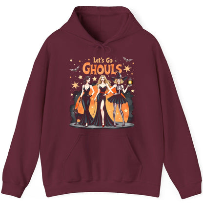 Let's Go Ghouls Halloween women Hoodie Maroon product mockup
