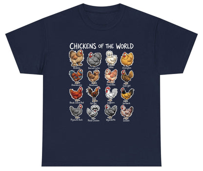 Chickens of the World chicken breeds Youth T-Shirt Navy product mockup