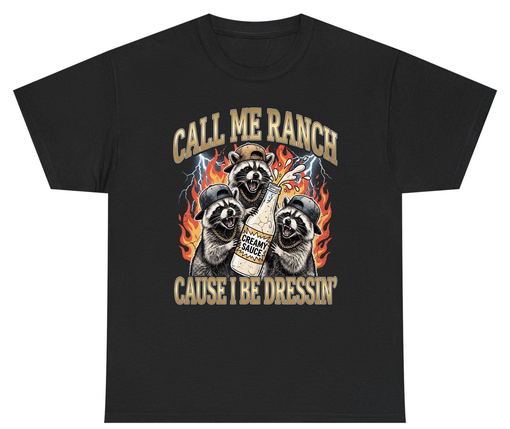 Call Me Ranch Cause I Be Dressin' raccoons Youth T-Shirt Black product mockup