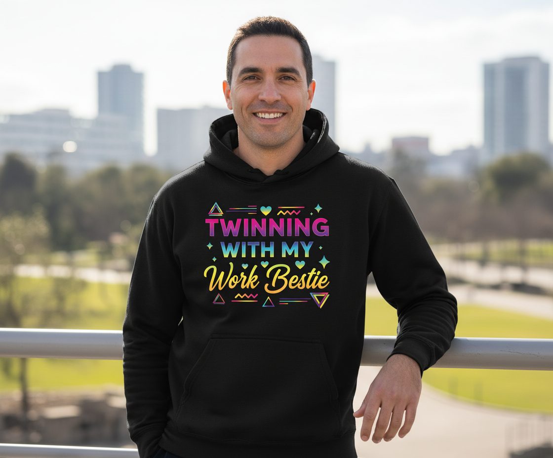 Twinning with My Work Bestie work bestie Hoodie Black lifestyle mockup
