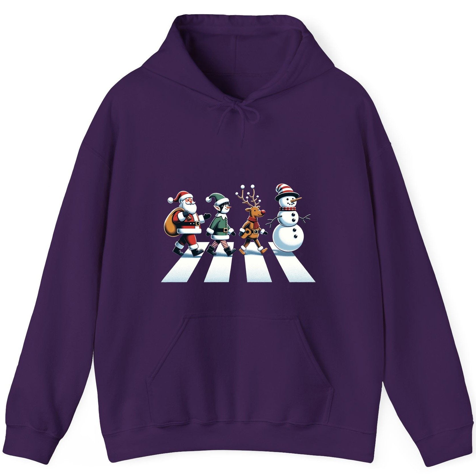 Christmas Abbey Road Parody Christmas abbey road parody Hoodie Purple product mockup