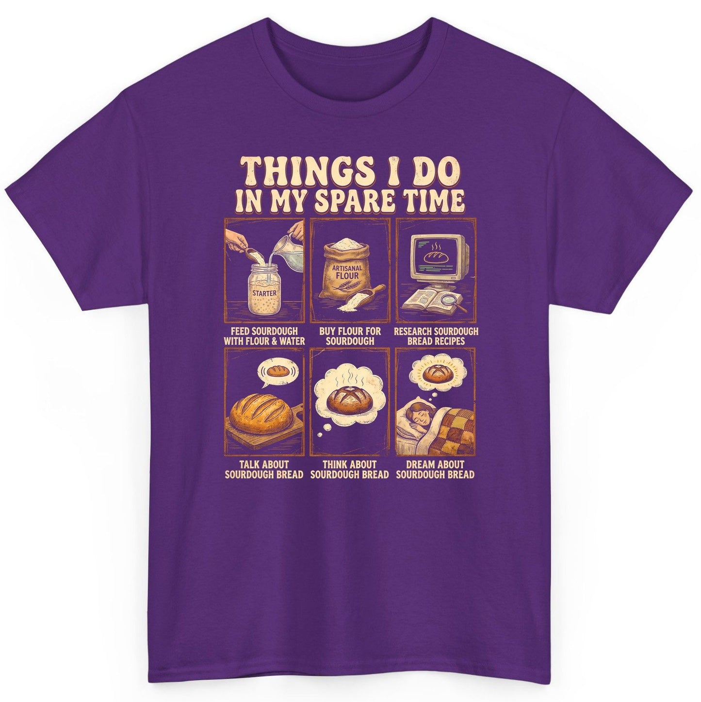 Things I Do in My Spare Time sourdough bread baking T-Shirt Purple product mockup
