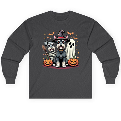 Halloween Schnauzer Dogs schnauzer dogs Long Sleeve Tee Dark Heather product mockup