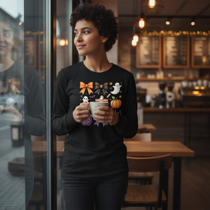 Spooky Season Halloween Long Sleeve Tee Black lifestyle mockup