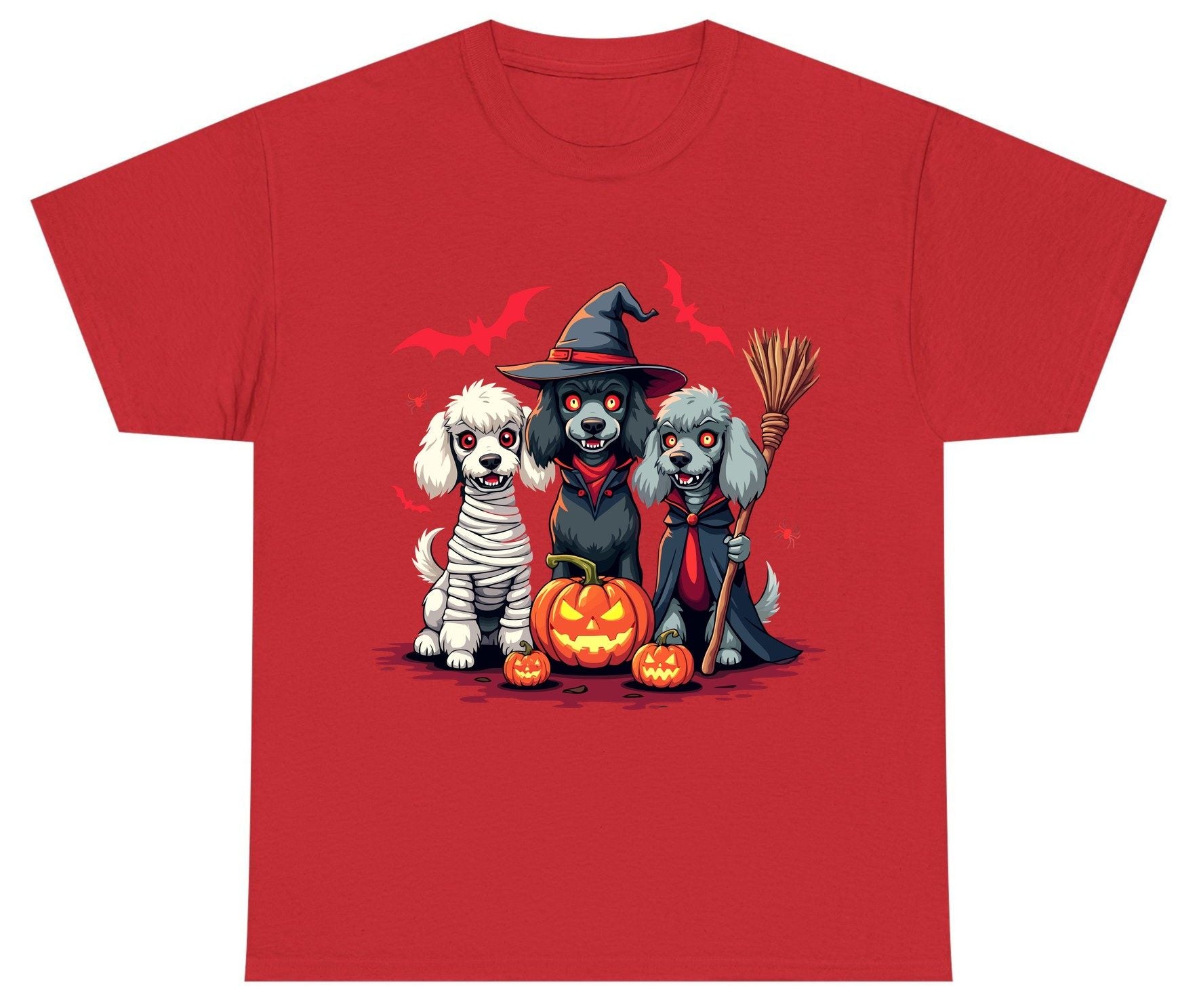 Spooky Poodle Trio Halloween dogs Youth T-Shirt Red product mockup