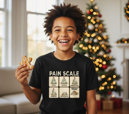Pain Scale Christmas cookie pain scale Youth T-Shirt Black lifestyle mockup